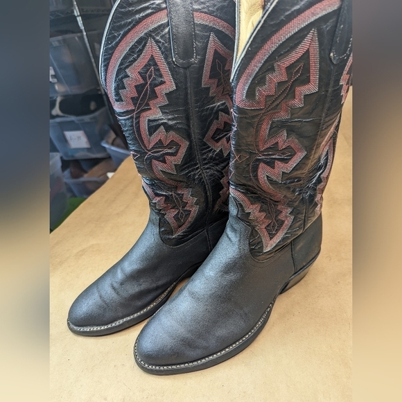 Anderson Bean Boot Company men's size 7.5E black leather classic Western cowboy - Picture 1 of 13